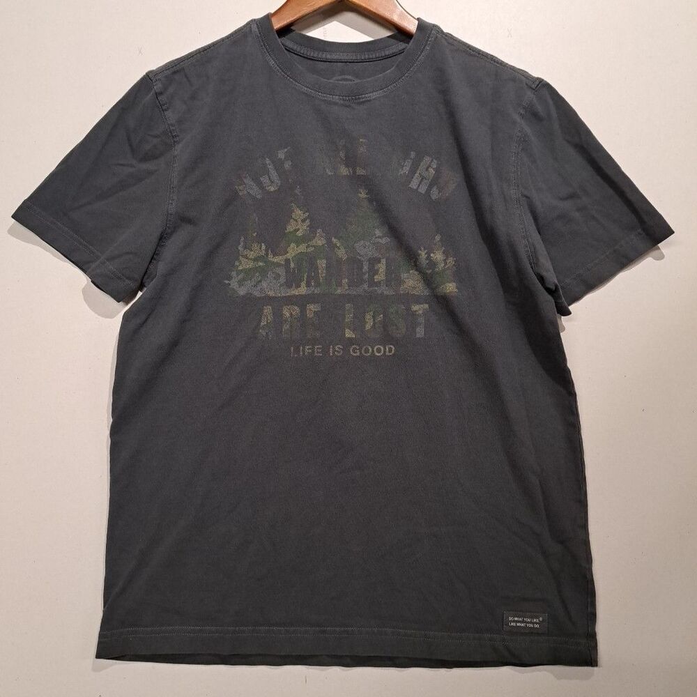 Life Is Good Not All Who Wander Are Lost Camo Adult Small Dark Gray